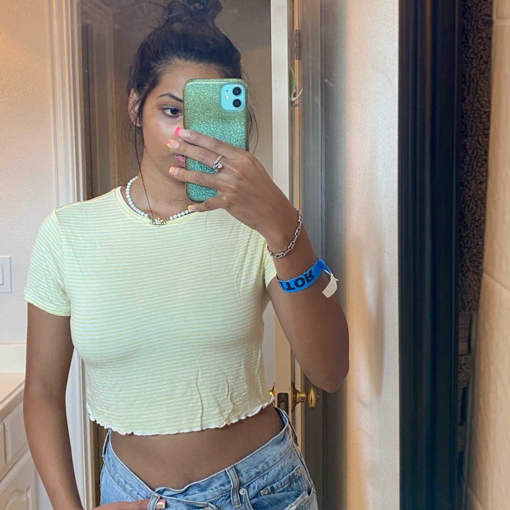 Yellow super soft crop top